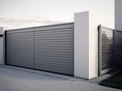 cancello moderno grigio